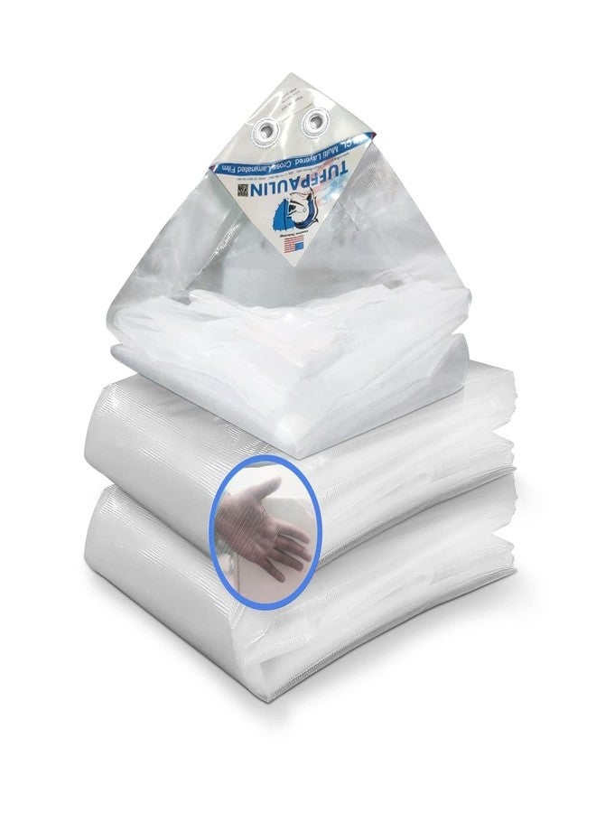 TUFFPAULIN 9FT X 12FT 120 GSM Transparent Extra Strong Virgin Tarpaulin Tirpal Tadpatri Tharpai Thadika Mulching Sheet, UV Resistant Eyelets, 100% Waterproof, 6 Layer 3D Rib Technology